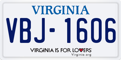 VA license plate VBJ1606