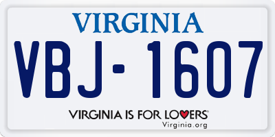 VA license plate VBJ1607