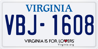 VA license plate VBJ1608