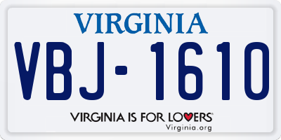 VA license plate VBJ1610