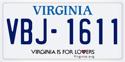 VA license plate VBJ1611