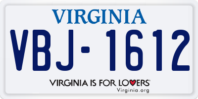 VA license plate VBJ1612
