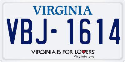 VA license plate VBJ1614