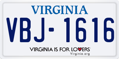 VA license plate VBJ1616