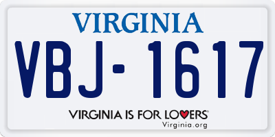 VA license plate VBJ1617