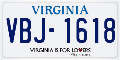 VA license plate VBJ1618