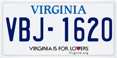 VA license plate VBJ1620