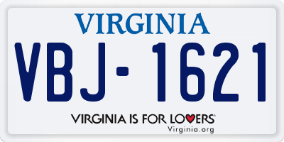 VA license plate VBJ1621