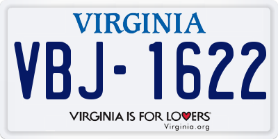 VA license plate VBJ1622