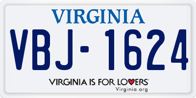 VA license plate VBJ1624