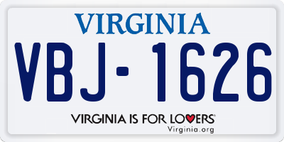 VA license plate VBJ1626