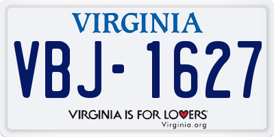 VA license plate VBJ1627