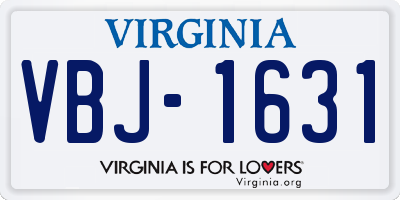 VA license plate VBJ1631