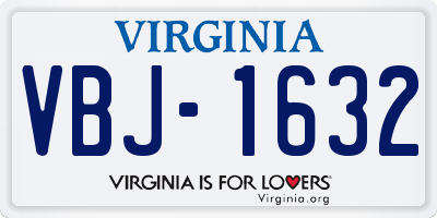 VA license plate VBJ1632