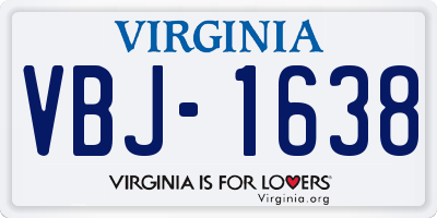 VA license plate VBJ1638