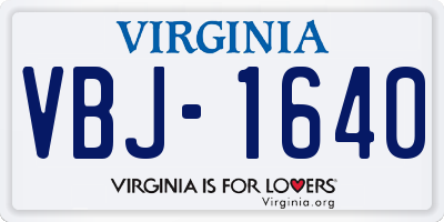 VA license plate VBJ1640