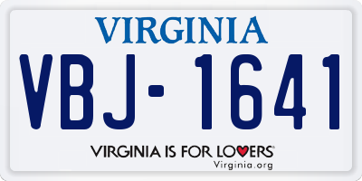 VA license plate VBJ1641