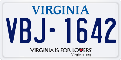 VA license plate VBJ1642