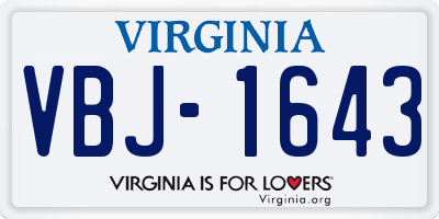 VA license plate VBJ1643