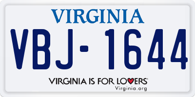 VA license plate VBJ1644