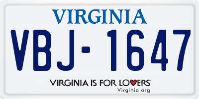 VA license plate VBJ1647