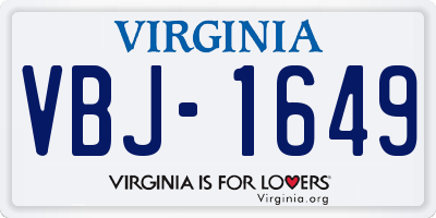 VA license plate VBJ1649