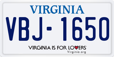 VA license plate VBJ1650