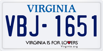 VA license plate VBJ1651