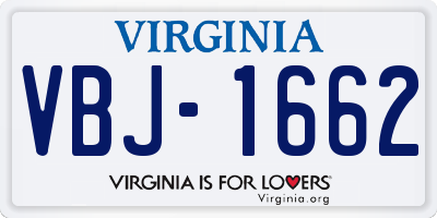 VA license plate VBJ1662