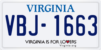 VA license plate VBJ1663