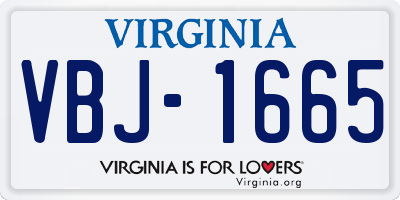 VA license plate VBJ1665