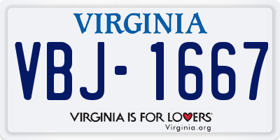 VA license plate VBJ1667