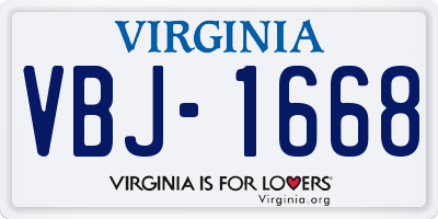 VA license plate VBJ1668