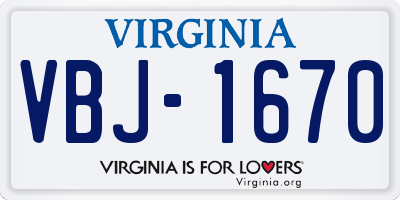 VA license plate VBJ1670