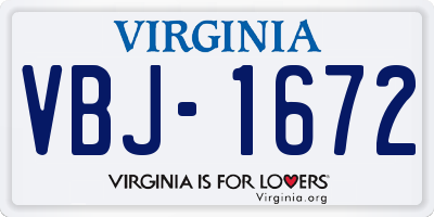 VA license plate VBJ1672