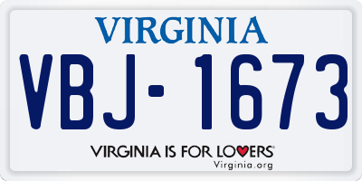 VA license plate VBJ1673