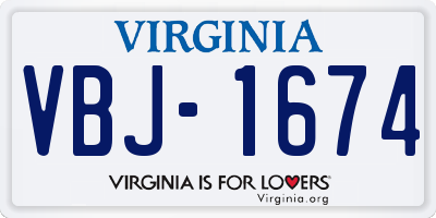VA license plate VBJ1674