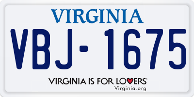 VA license plate VBJ1675