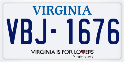 VA license plate VBJ1676