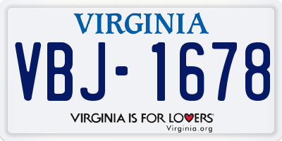 VA license plate VBJ1678