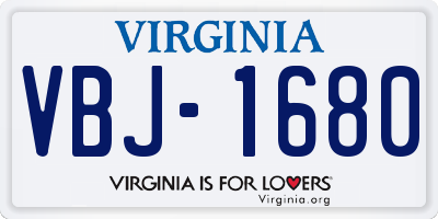 VA license plate VBJ1680