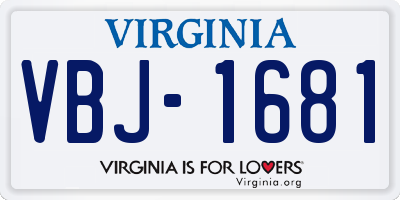 VA license plate VBJ1681