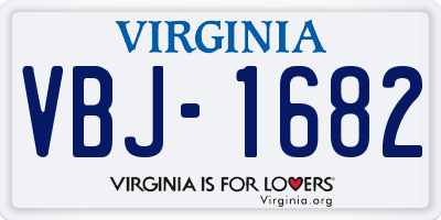 VA license plate VBJ1682