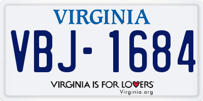 VA license plate VBJ1684