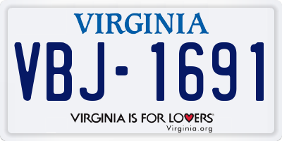 VA license plate VBJ1691