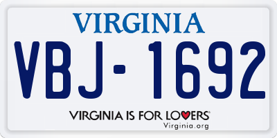 VA license plate VBJ1692