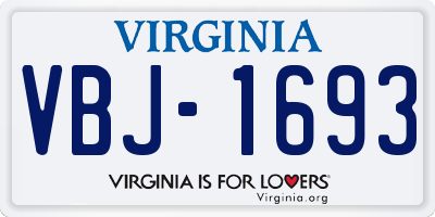 VA license plate VBJ1693