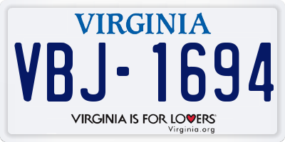 VA license plate VBJ1694