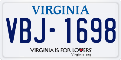 VA license plate VBJ1698