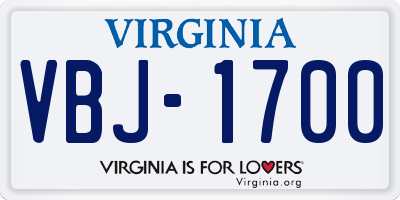 VA license plate VBJ1700
